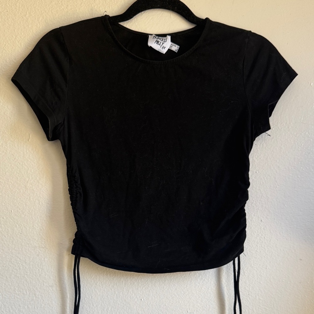 Princess Polly Black Ruched Crop Top